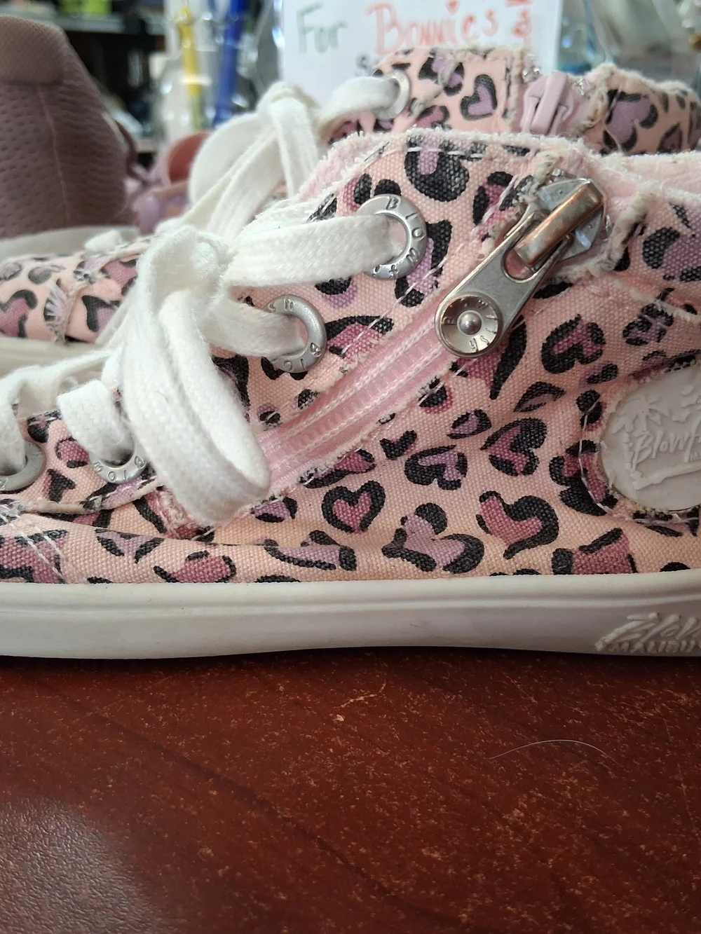 Kids Pink Leopard-Print High-Top Sneakers